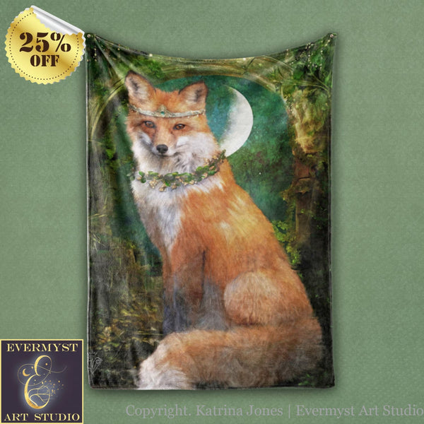 Enchanted Fantasy Fox Plush Fleece Minky Throw Blanket Woodland Wildlife Bedding Eclectic Boho Decor