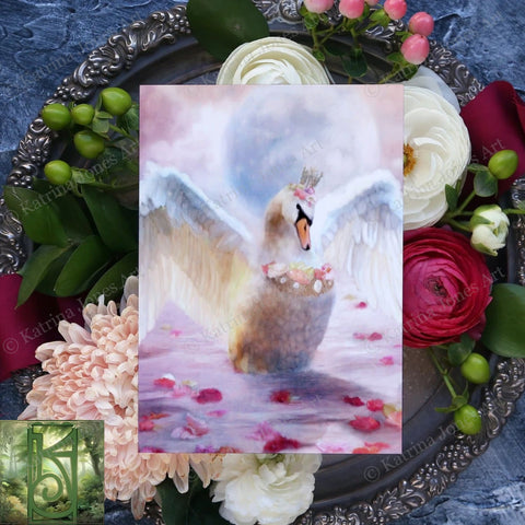 Enchanted Fantasy Swan Beautiful Romantic Love Greeting Card