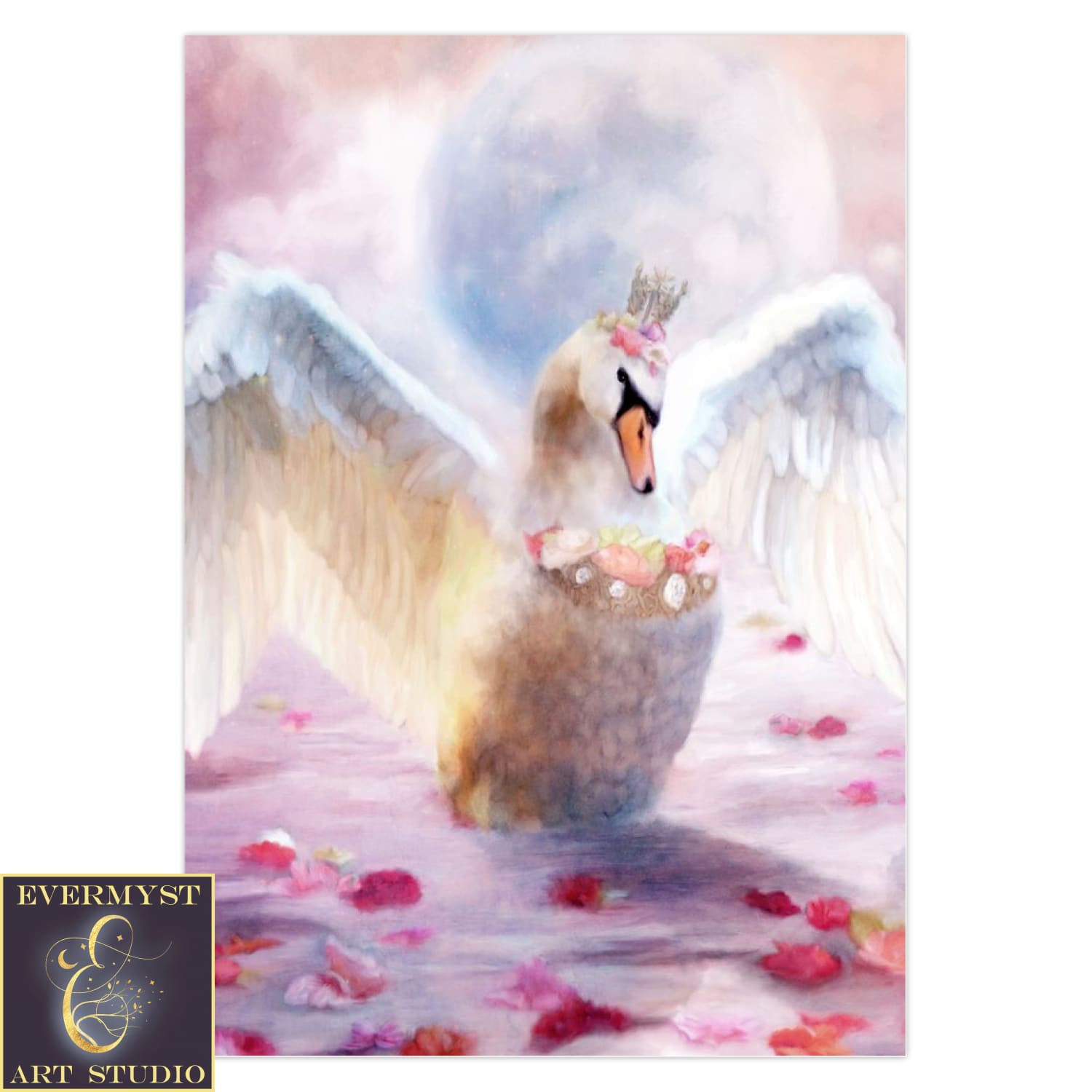 Enchanted Fantasy Swan Beautiful Romantic Love Greeting Card 1