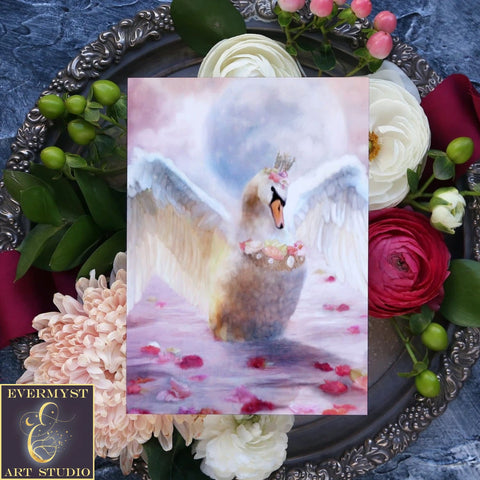 Enchanted Fantasy Swan Beautiful Romantic Love Greeting Card