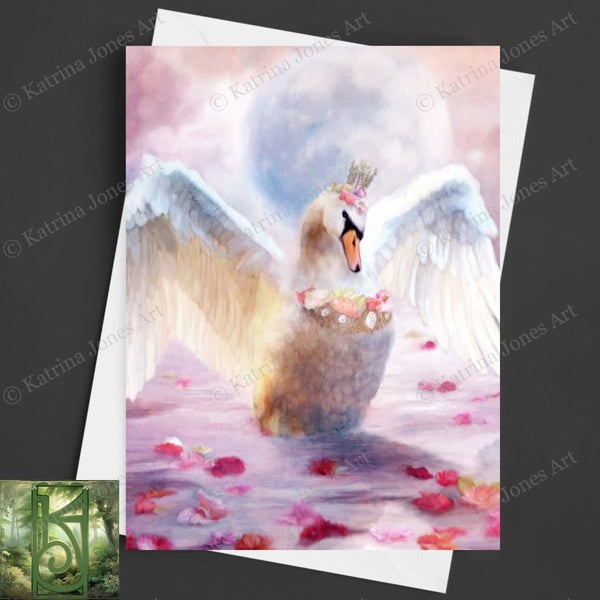 Enchanted Fantasy Swan Beautiful Romantic Love Greeting Card