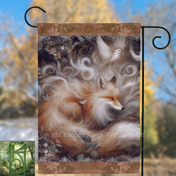 a vibrant and detailed painting of a fox, with its fur appearing to be in a state of motion, surrounded by swirling patterns and a sense of movement.