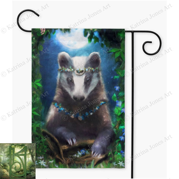 Enchanted Garden Flag - Magical Badger Decoration