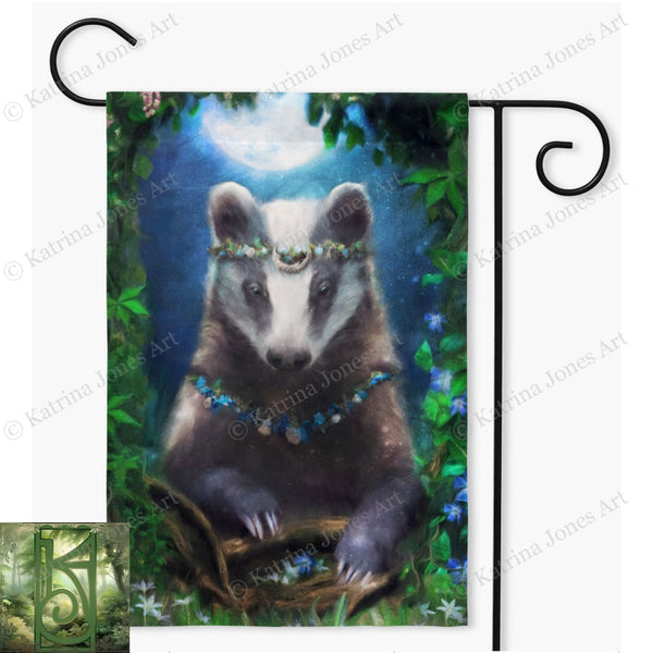 Enchanted Garden Flag - Magical Badger Decoration Single / 18.325X27 Inch