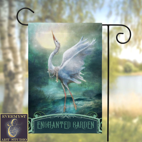 Enchanted Heron Garden Flag - Magical Outdoor Decoration