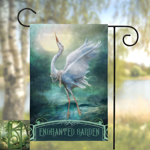 Enchanted Heron Garden Flag - Magical Outdoor Decoration