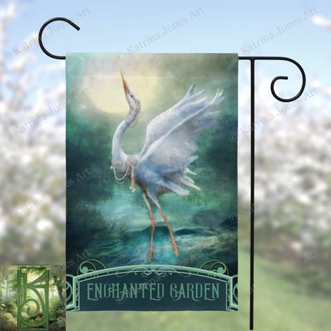 Enchanted Heron Garden Flag - Magical Outdoor Decoration