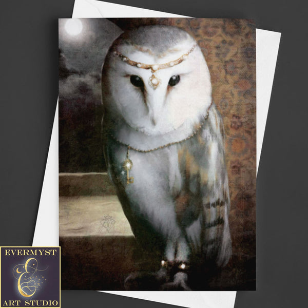 Enchanted Owl Greeting Card Magic Fantasy Animal Beautiful Bank Notecard