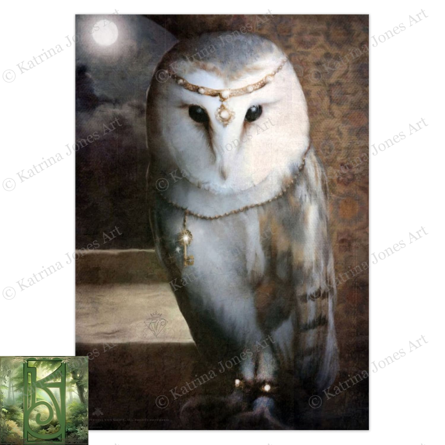 Enchanted Owl Greeting Card Magic Fantasy Animal Beautiful Bank Notecard 1