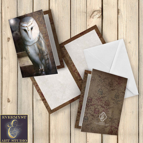 Enchanted Owl Greeting Card Magic Fantasy Animal Beautiful Bank Notecard