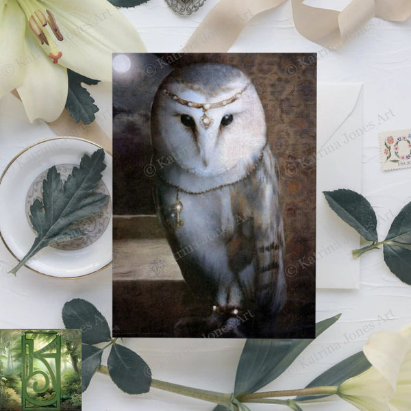 Enchanted Owl Greeting Card Magic Fantasy Animal Beautiful Bank Notecard