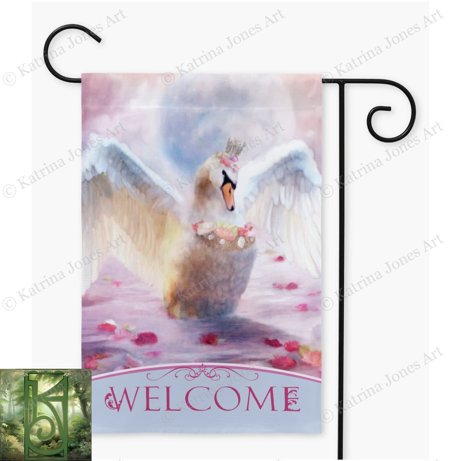 Enchanting White Swan Garden Flag - Magical Decor Single / 12X18 Inch