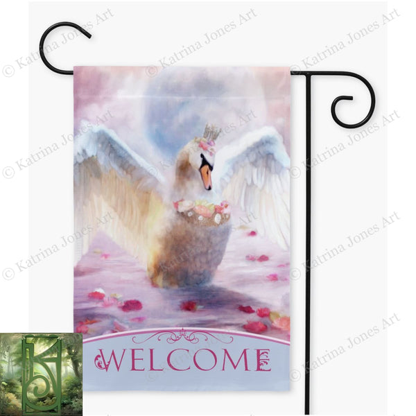 Enchanting White Swan Garden Flag - Magical Decor Single / 12X18 Inch
