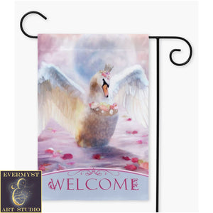 Enchanting White Swan Garden Flag - Magical Decor Single / 12X18 Inch