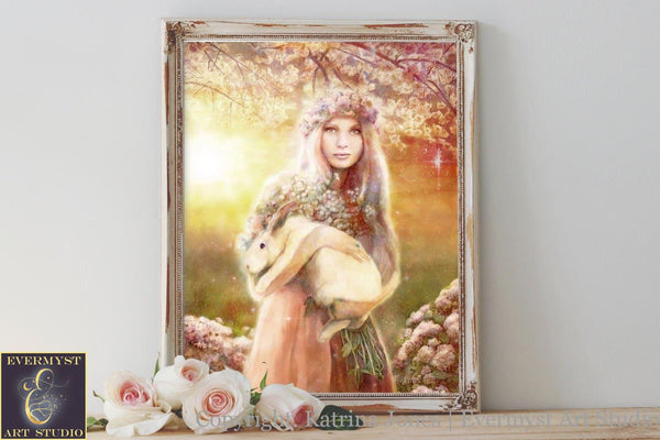 Eostre Goddess Art Print For Spring Equinox Ostara And Home Decor