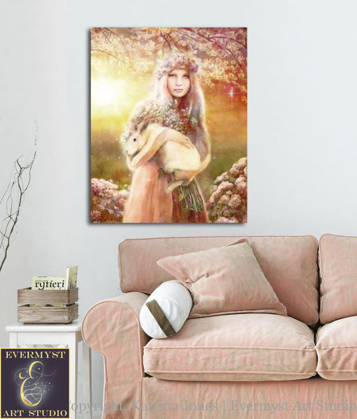 Eostre Goddess Art Print For Spring Equinox Ostara And Home Decor