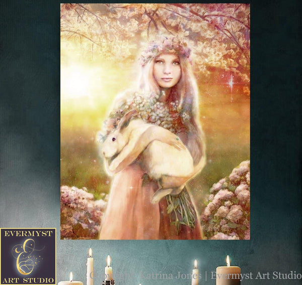 Eostre Goddess Art Print For Spring Equinox Ostara And Home Decor