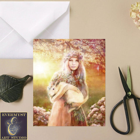 Eostre Goddess Greeting Card Ostara Card Spring Equinox