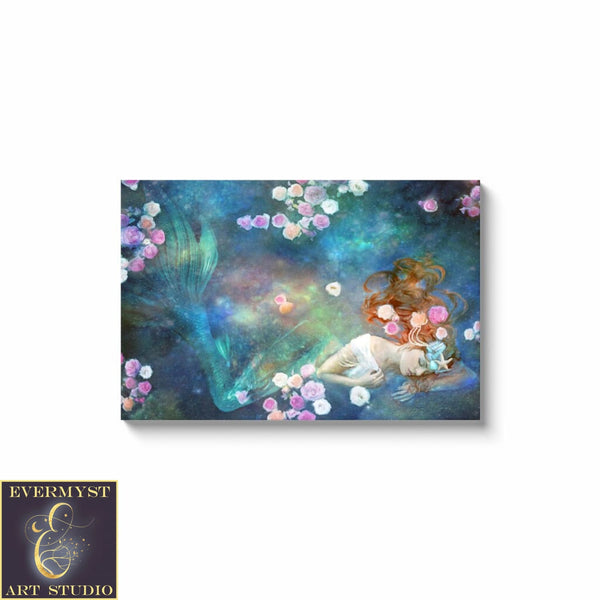 Extra Large Floral Mermaid Canvas Art Print, Mermaid Art Print, Feminine Art, Fantasy Decor, Mermaid Decor, Mermaid Painting