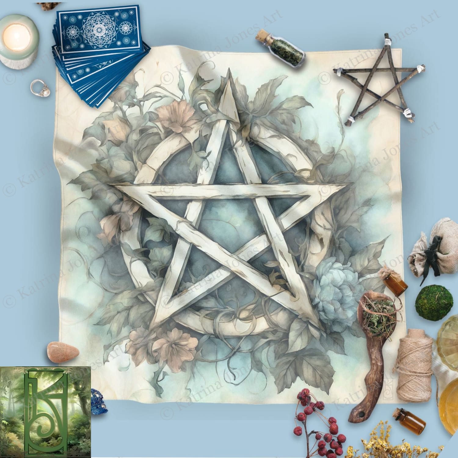 a picture of a pentagramil surrounded by other items