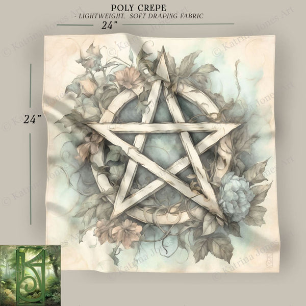 a drawing of a pentagramil surrounded by flowers