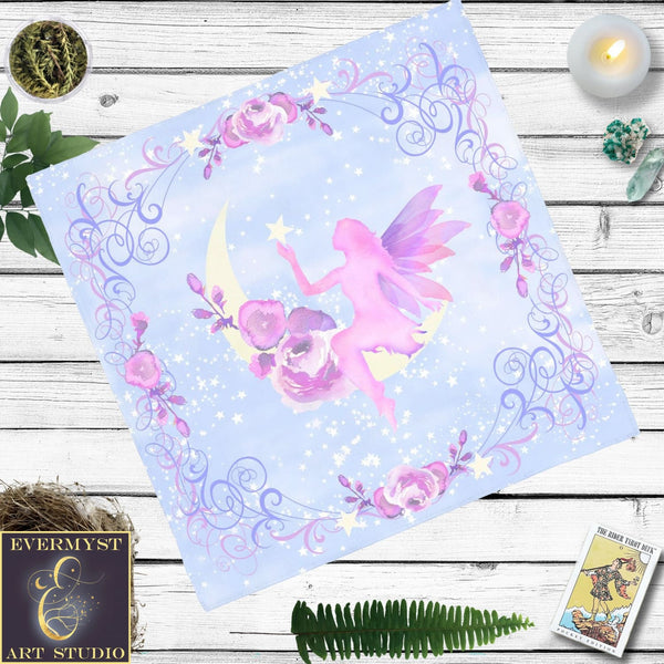 Faerie Altar Cloth - Fae Magic And Lavender Fairy Theme Square