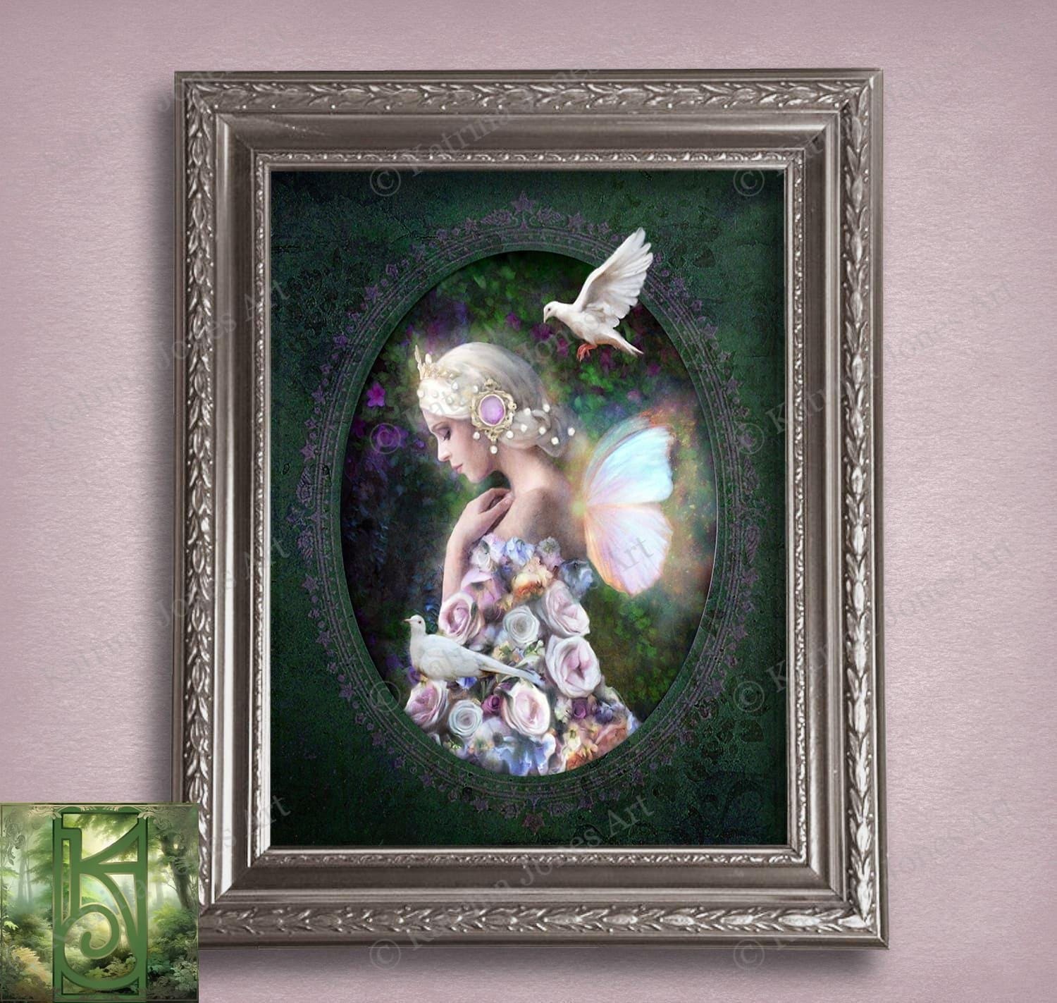 Flower Fairy Art Painting - Mythical Faerie Fantasy Wall