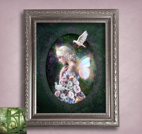 Flower Fairy Art Painting - Mythical Faerie Fantasy Wall