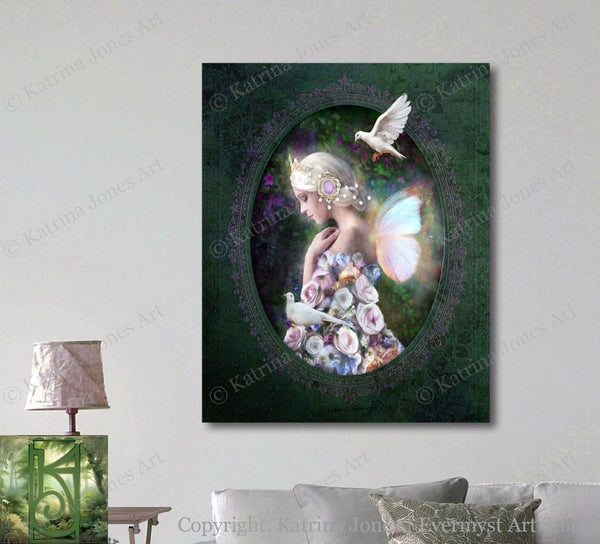 Flower Fairy Art Painting - Mythical Faerie Fantasy Wall