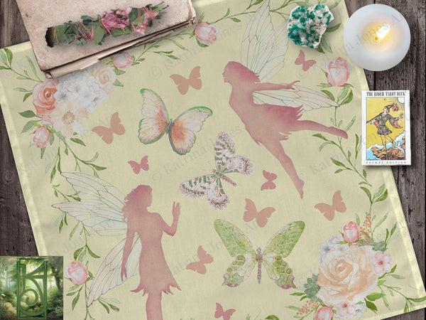 Faerie Altar Cloth - Fae Magic For Spiritual Or Decorative Use 22X22 Inch Twill Square