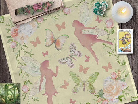 Faerie Altar Cloth - Fae Magic For Spiritual Or Decorative Use 22X22 Inch Twill Square