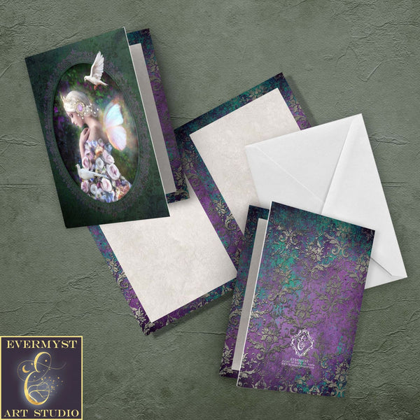 Fairy Greeting Card Peace Flower Fae Beautiful Engagement Sympathy Unique Blank Notecards