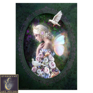 Fairy Greeting Card Peace Flower Fae Beautiful Engagement Sympathy Unique Blank Notecards 1