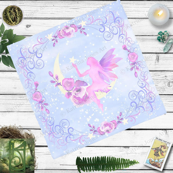 Faerie Altar Cloth - Fae Magic And Lavender Fairy Theme Square