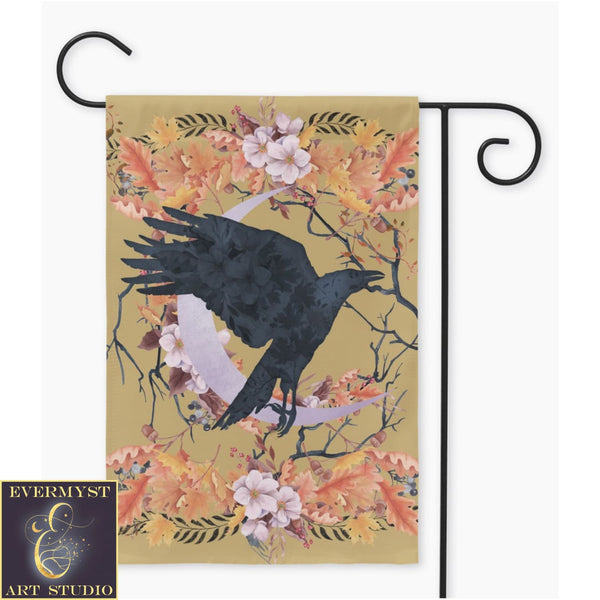 Fall Crow Harvest Garden Flag - Whimsical Raven Cottage