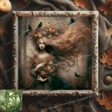 a painting of a woman holding a bouquet of flowers