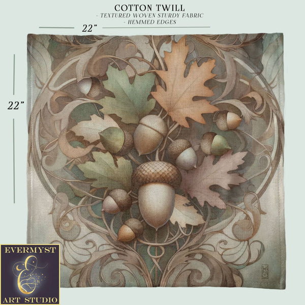 a picture of a painting of leaves and acorns