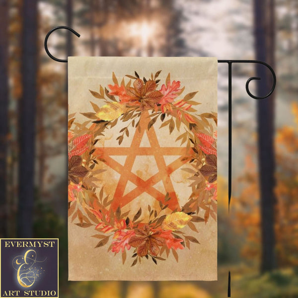 Fall Pentacle Garden Flag - Witch Samhain Wicca Pagan Decor