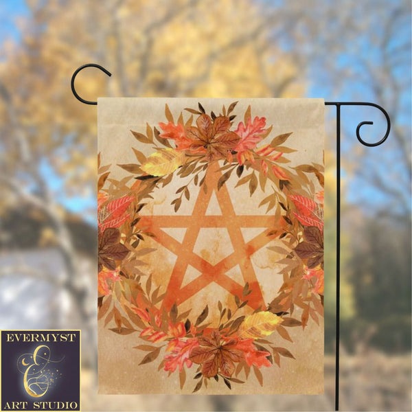 Fall Pentacle Garden Flag - Witch Samhain Wicca Pagan Decor