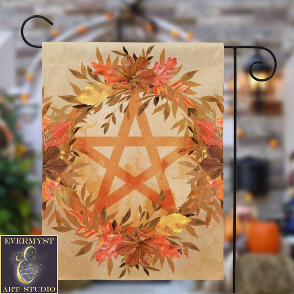 Fall Pentacle Garden Flag - Witch Samhain Wicca Pagan Decor