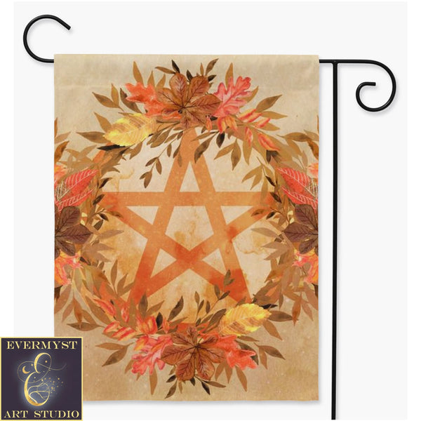 Fall Pentacle Garden Flag - Witch Samhain Wicca Pagan Decor Double / 24.5X32.125 Inch