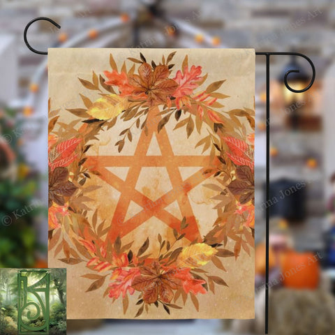 Fall Pentacle Garden Flag - Witch Samhain Wicca Pagan Decor