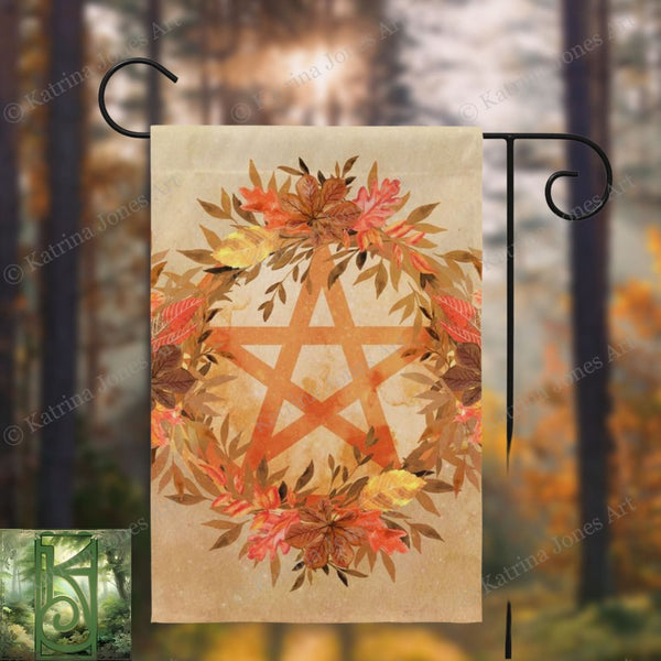 Fall Pentacle Garden Flag - Witch Samhain Wicca Pagan Decor
