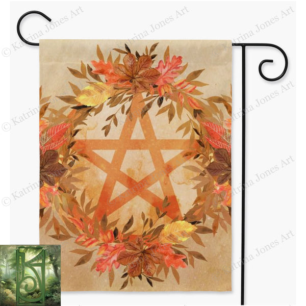Fall Pentacle Garden Flag - Witch Samhain Wicca Pagan Decor Double / 24.5X32.125 Inch