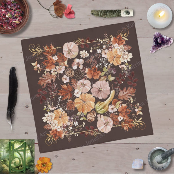 Pumpkin Altar Tarot Cloth - Mabon Samhain And Halloween Decor Square