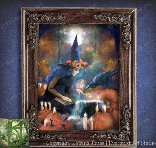 Witch Art Painting Print Halloween Canvas