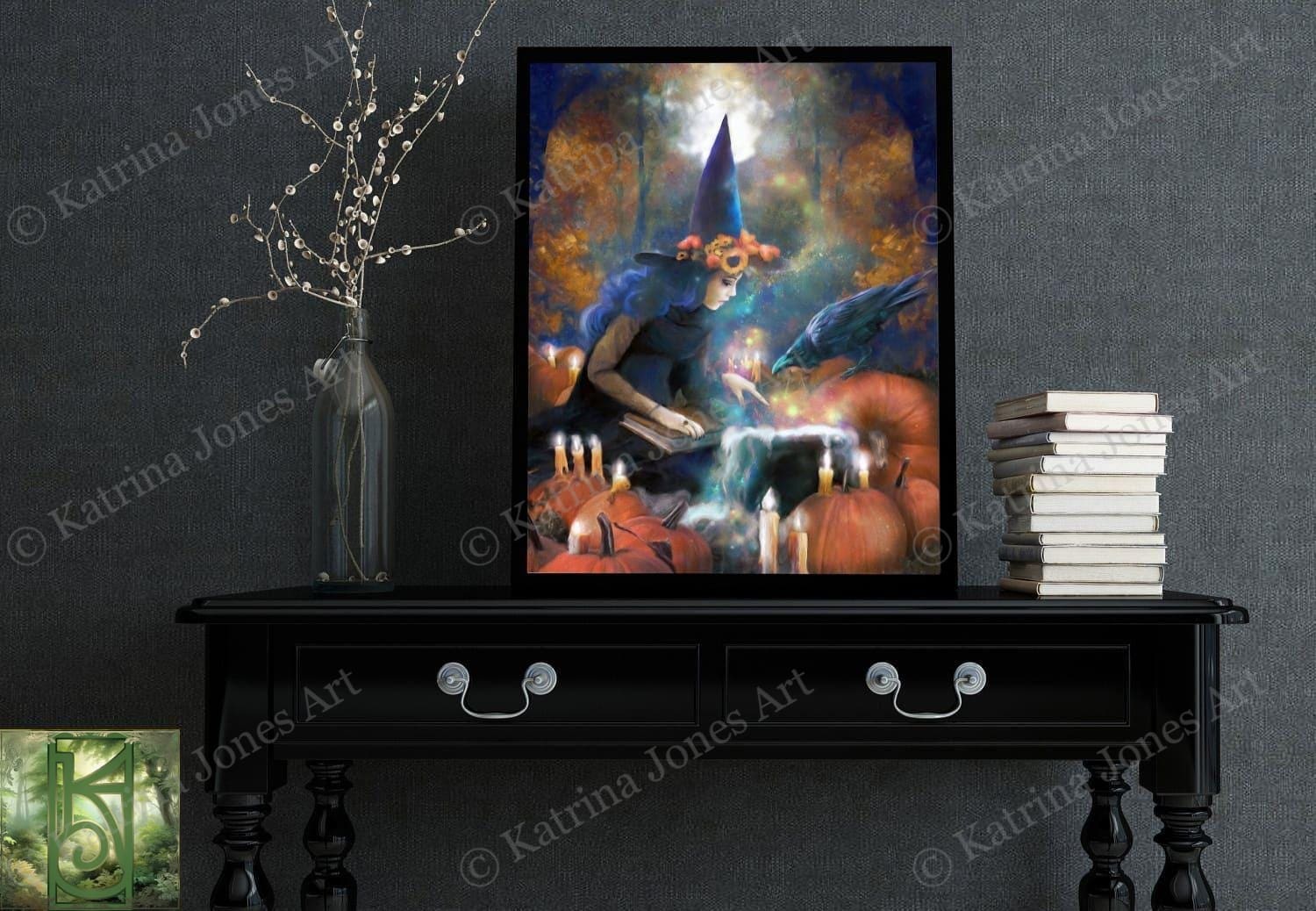 Witch Art Painting Print Halloween Canvas