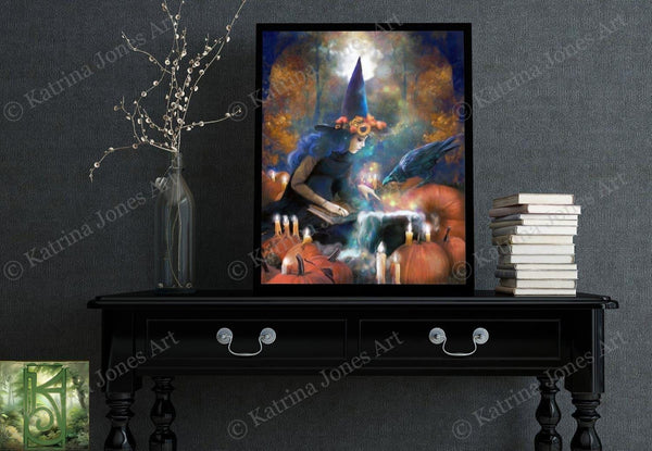Witch Art Painting Print Halloween Canvas