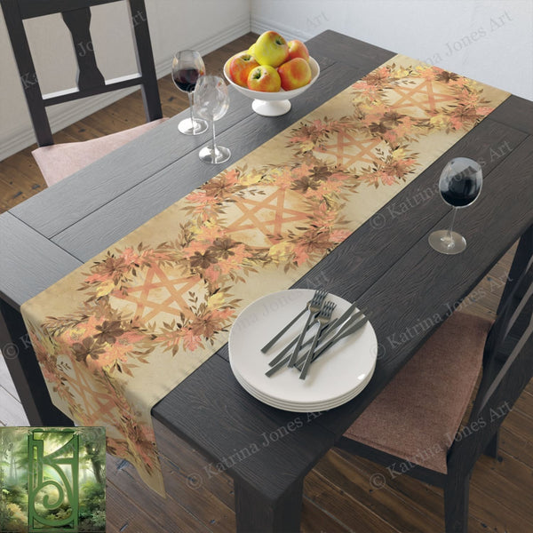 Fall Mabon Samhain Table Runner Witch Wicca Pentacle Altar Display Cloth Decoration Home Decor