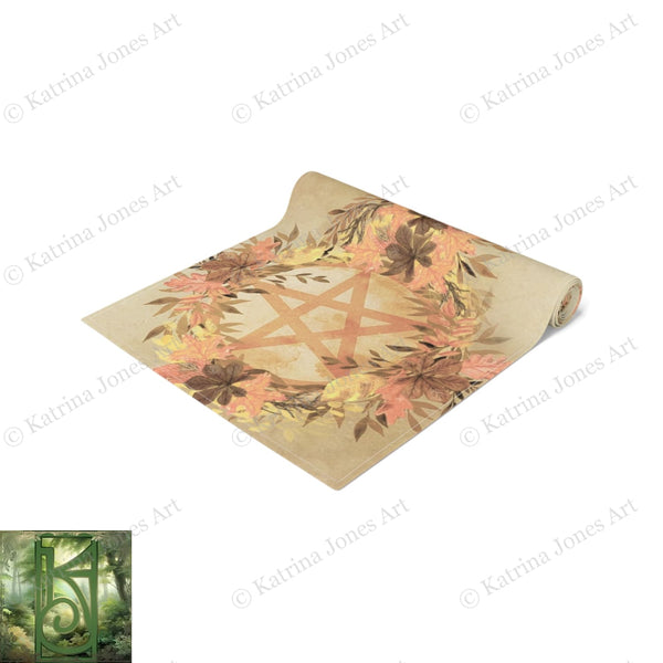 Fall Mabon Samhain Table Runner Witch Wicca Pentacle Altar Display Cloth Decoration Home Decor